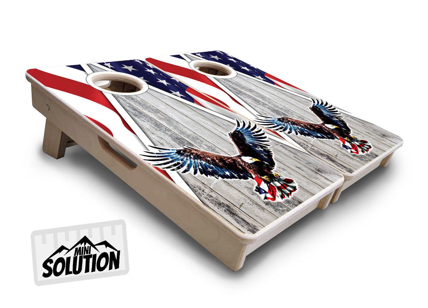 Mini Cornhole Boards - Eagle Triangle Whitewash