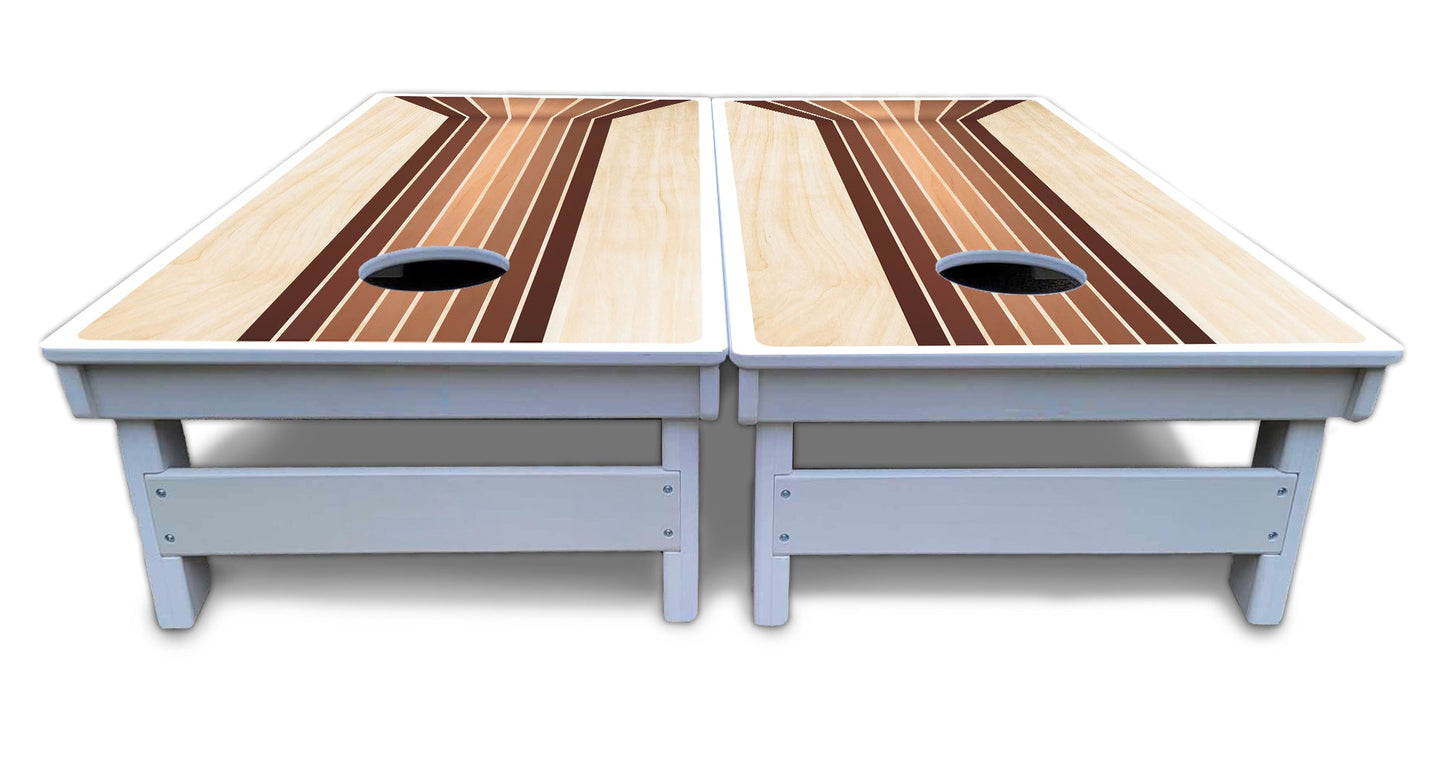 Retro Wood Lines Cornhole Boards - All Weather Series