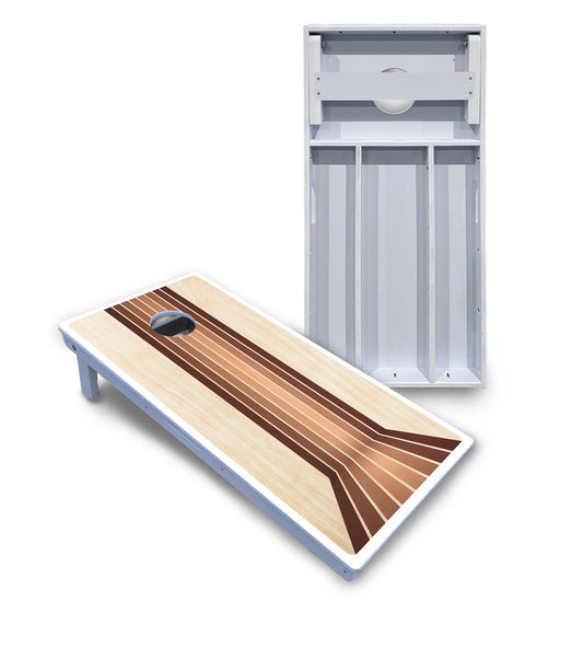 Retro Wood Lines Cornhole Boards - All Weather Series