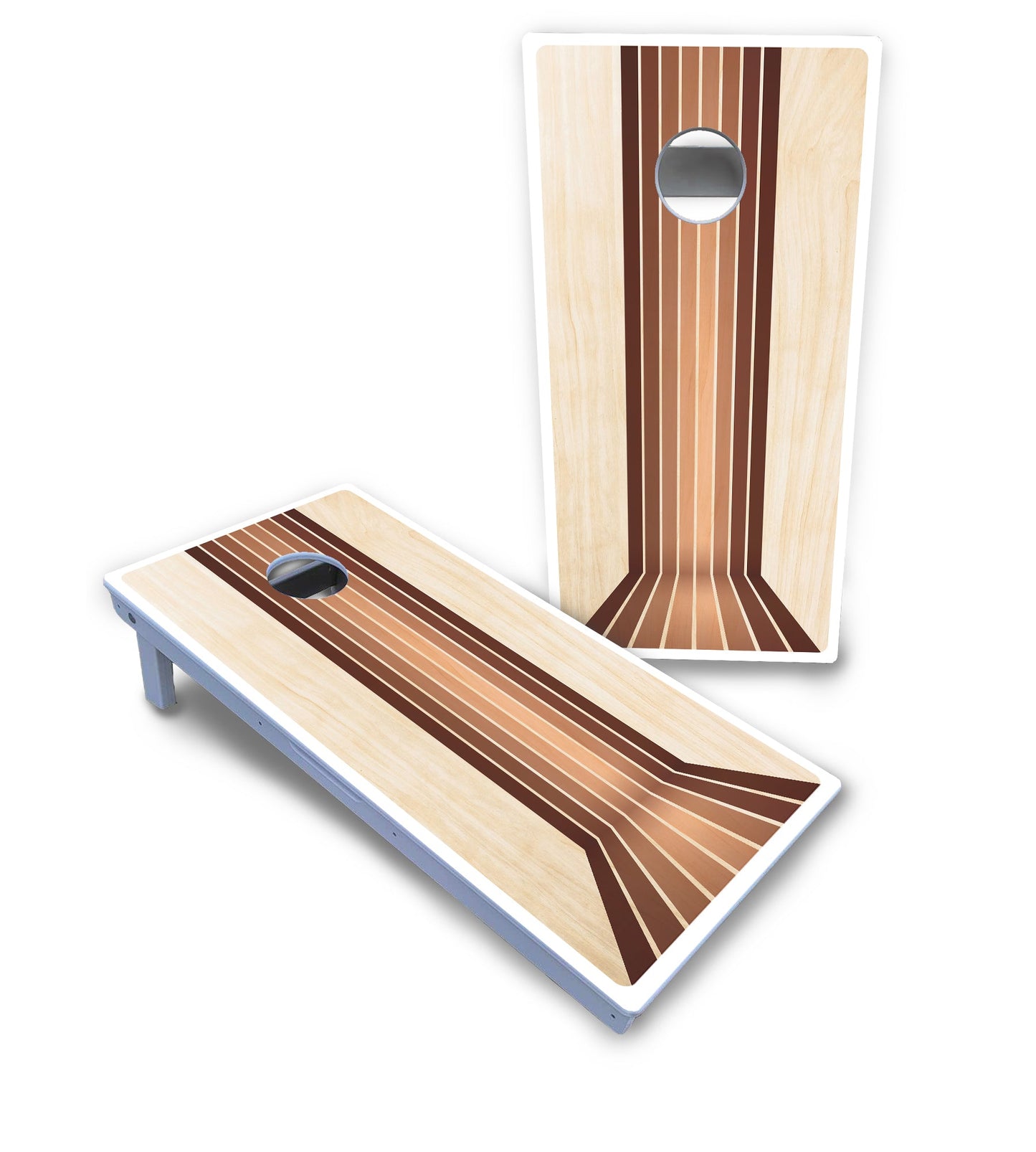 Retro Wood Lines Cornhole Boards - All Weather Series