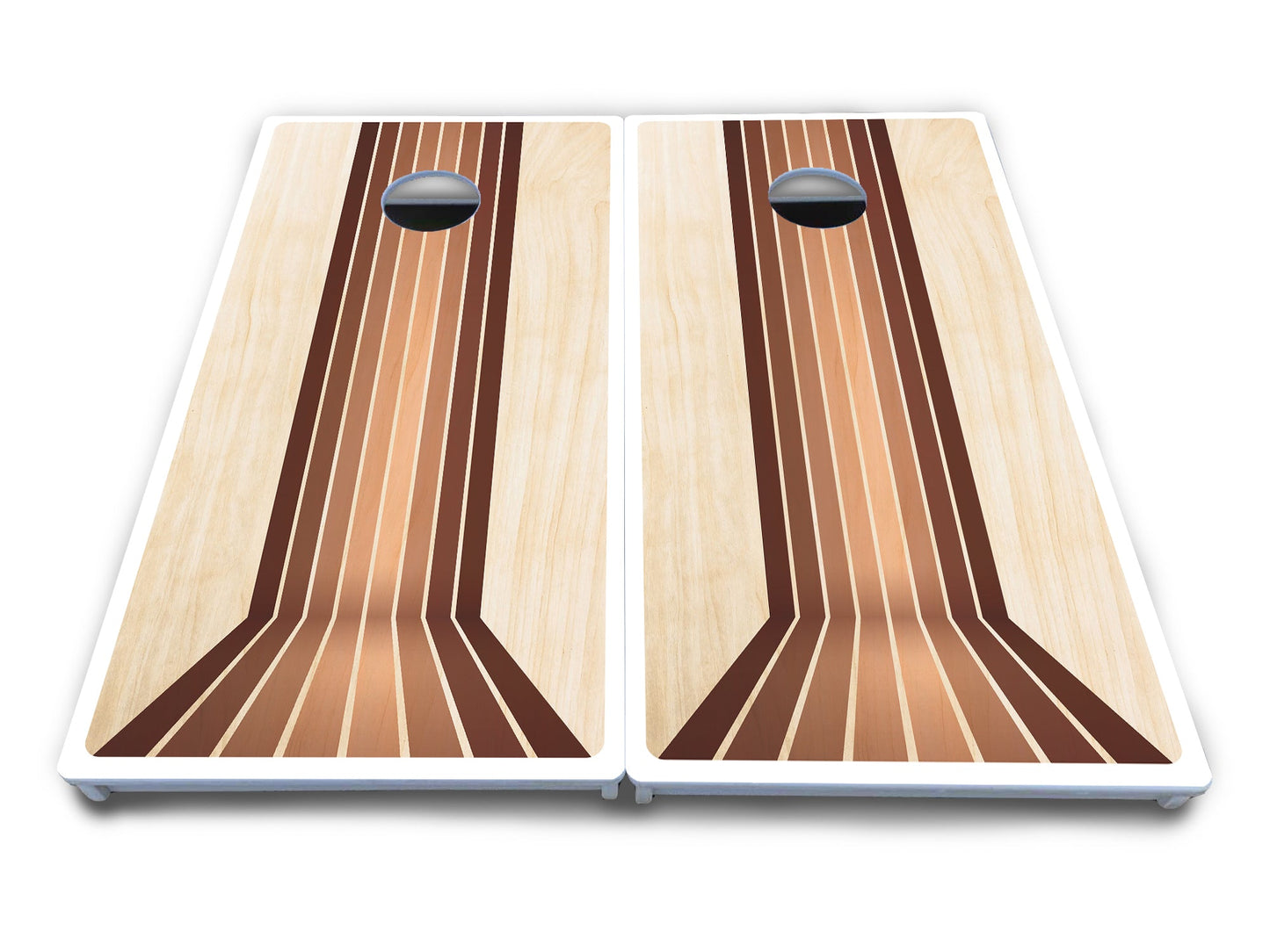 Retro Wood Lines Cornhole Boards - All Weather Series