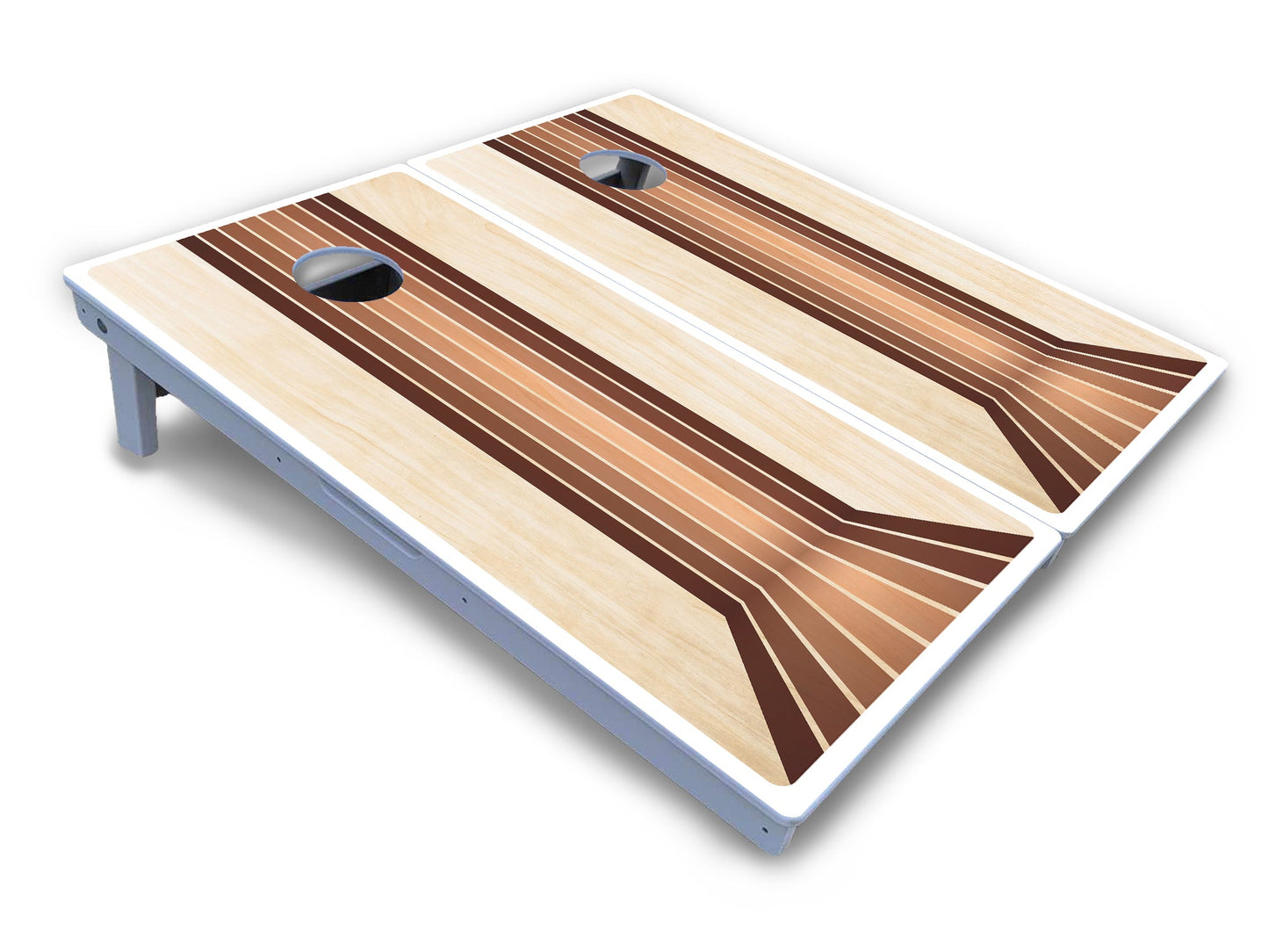 Retro Wood Lines Cornhole Boards - All Weather Series