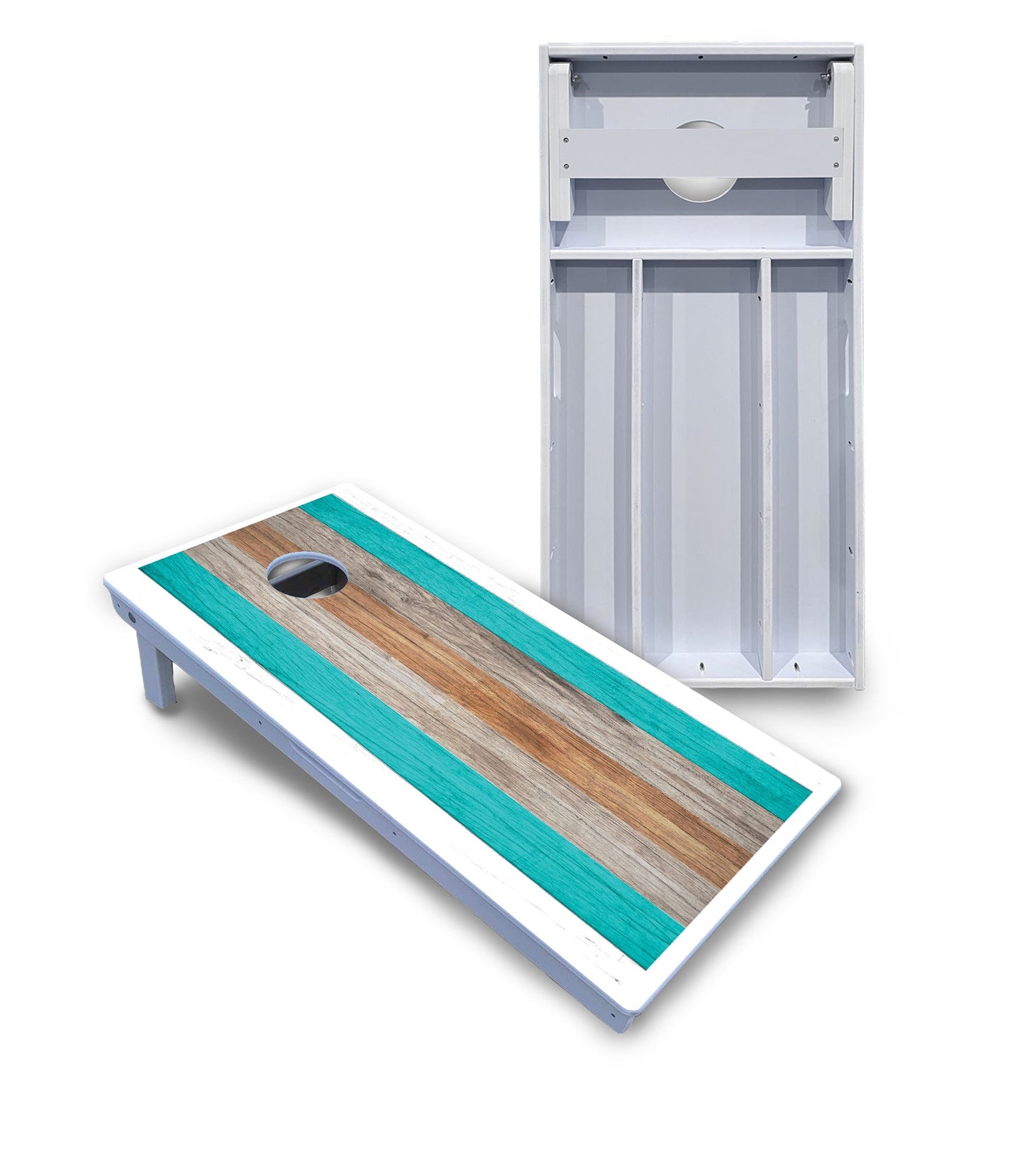 Beach Theme Stripe Cornhole Boards - All Weather Series