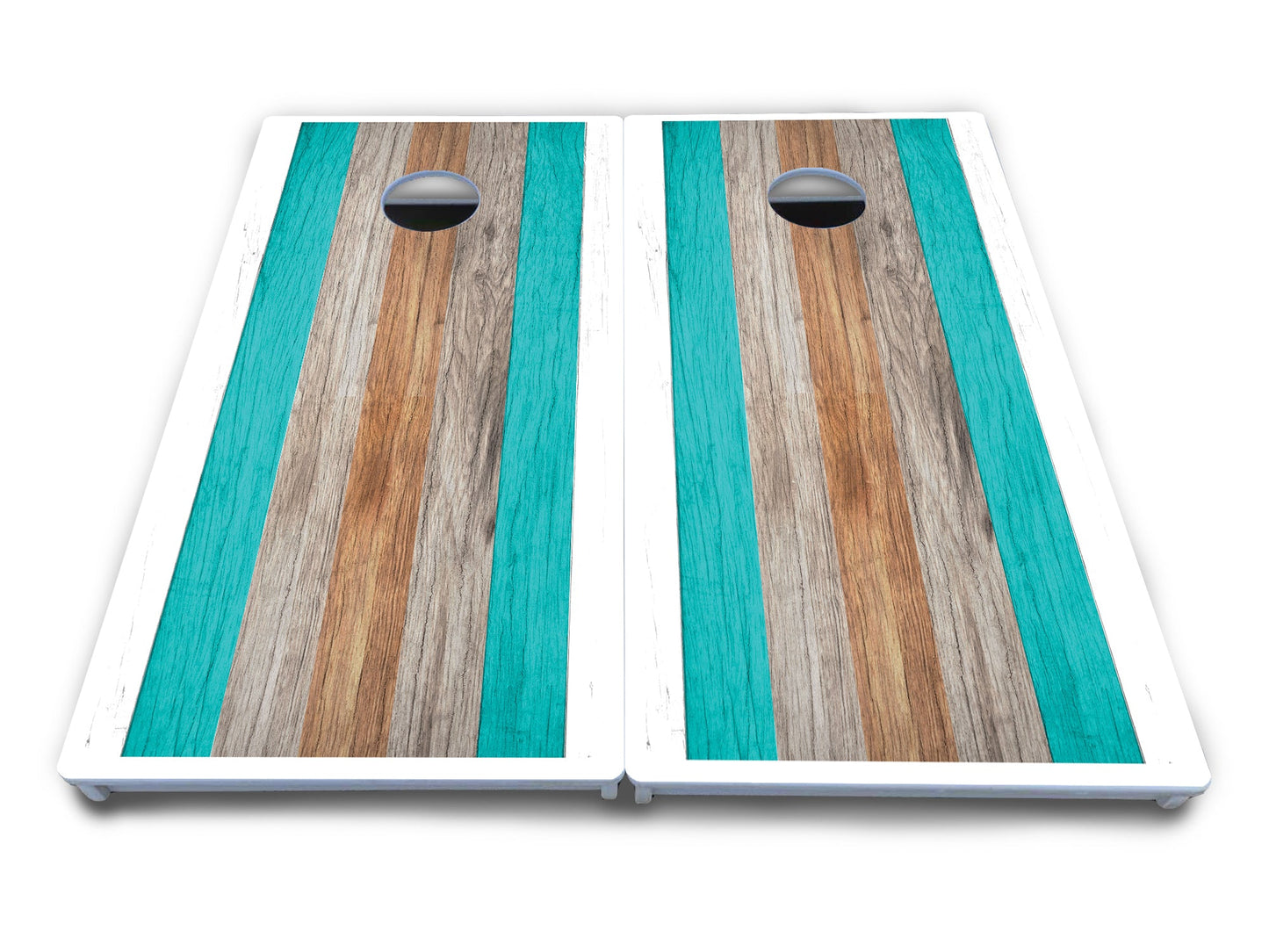 Beach Theme Stripe Cornhole Boards - All Weather Series