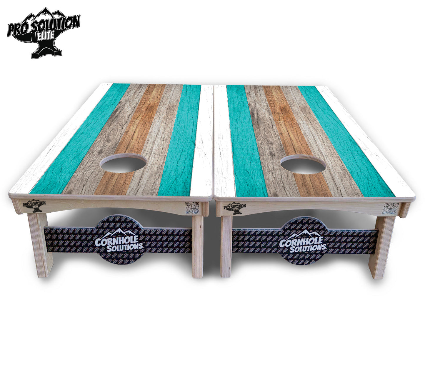 Beach Theme Stripe Cornhole Boards - Pro Solution Elite Series