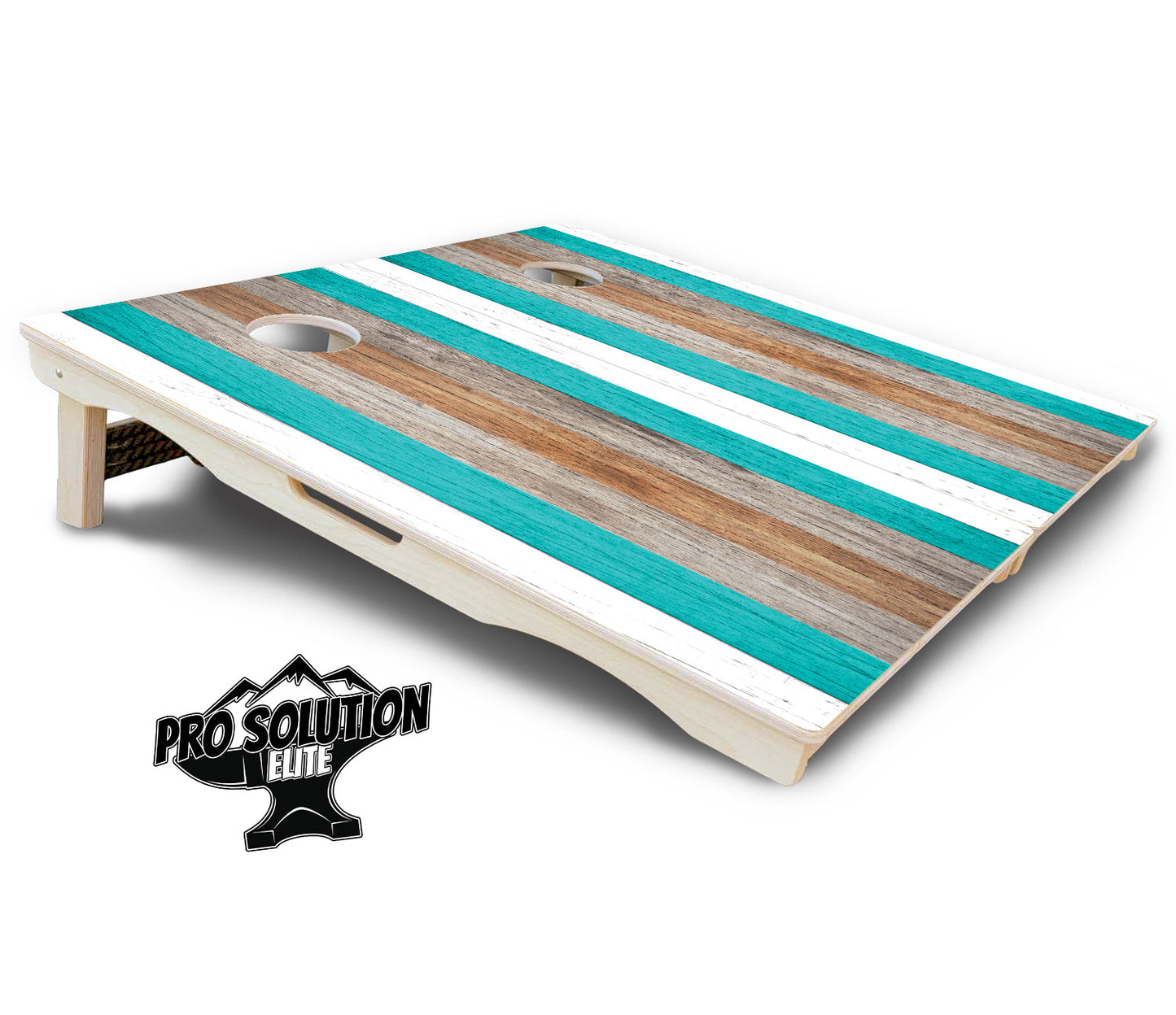 Beach Theme Stripe Cornhole Boards - Pro Solution Elite Series