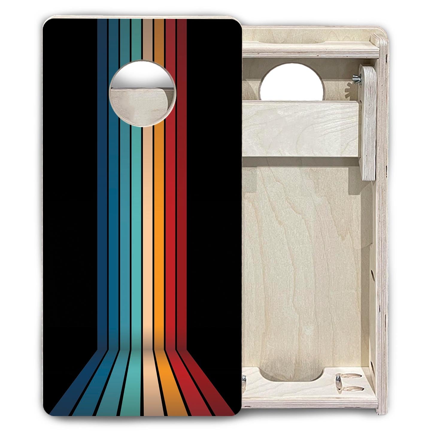 Retro Stripes - Mini Cornhole Board Set (12" x 24") with 8 Mini Bags