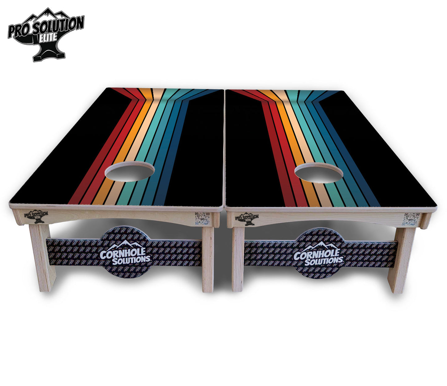Retro Color Stripes Cornhole Boards - Pro Solution Elite Series