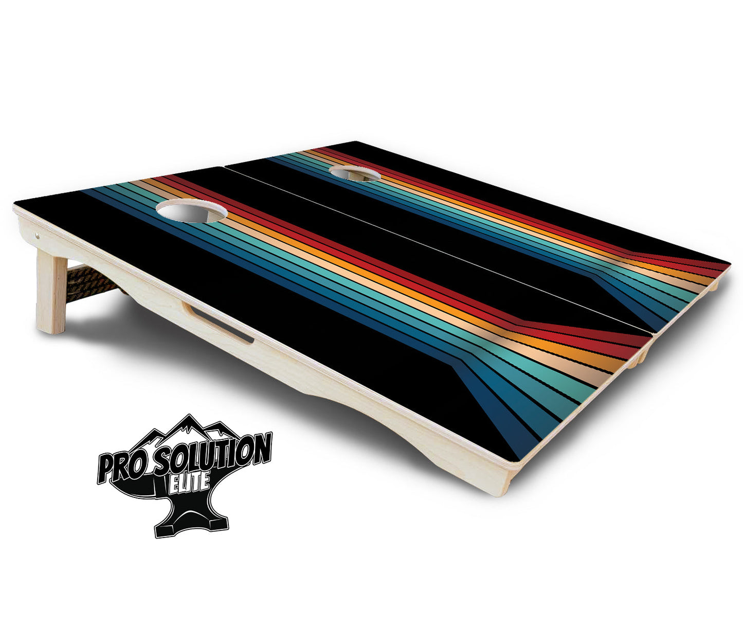 Retro Color Stripes Cornhole Boards - Pro Solution Elite Series