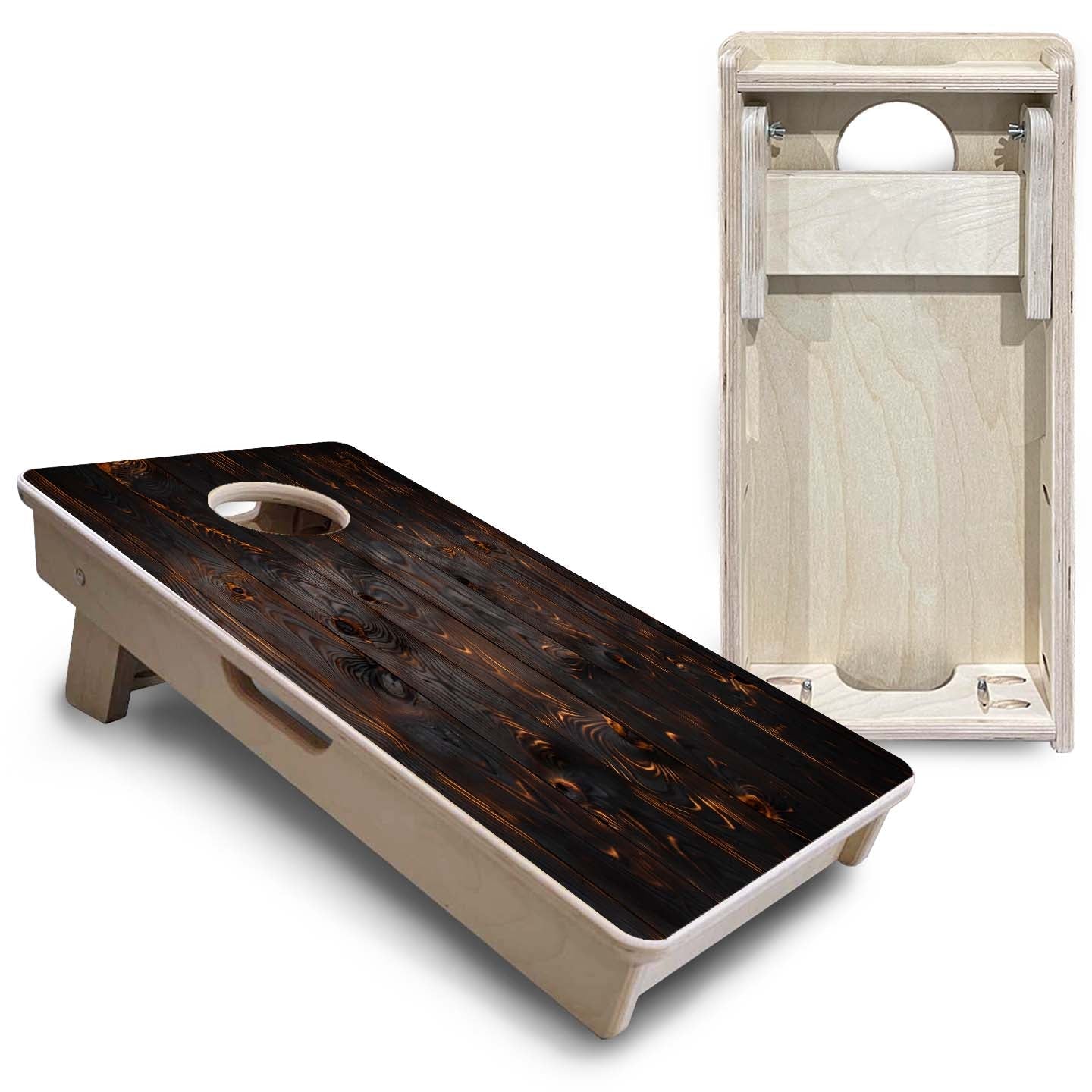 Mini Cornhole Boards - Dark Burnt Wood