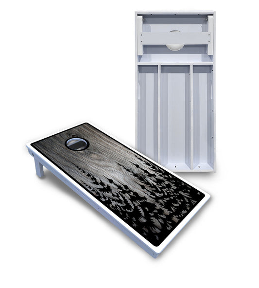 Greyscale Pine Trees Cornhole Boards - All Weather Series