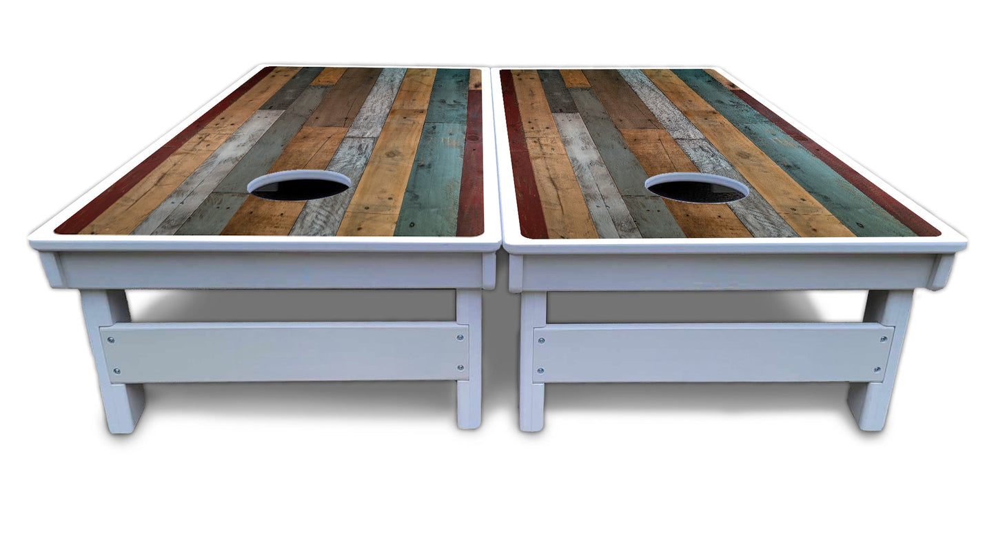 Metallic Wood Planks Cornhole Boards - All Weather Series