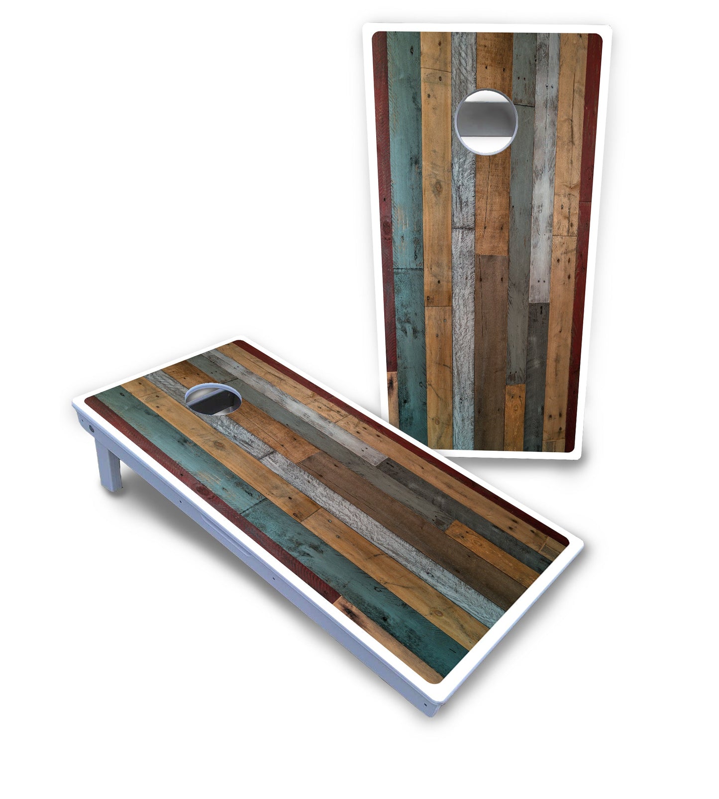 Metallic Wood Planks Cornhole Boards - All Weather Series