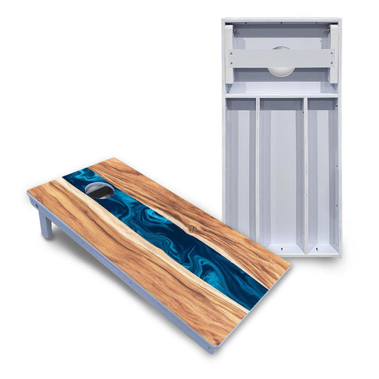 Live Edge River Cornhole Boards - All Weather Series