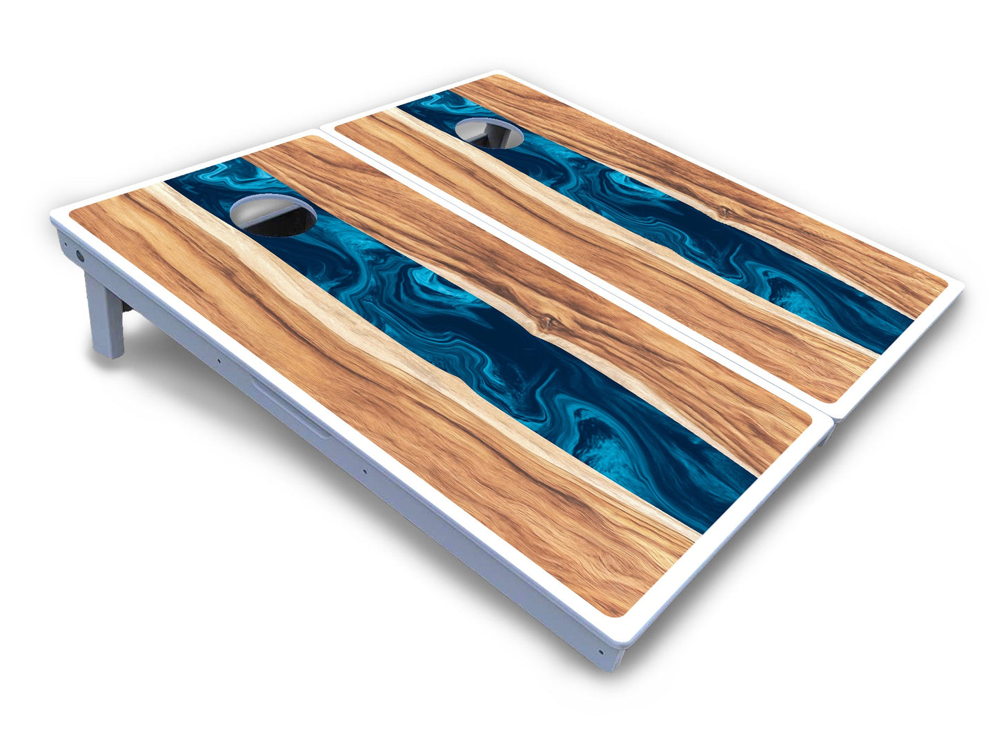 Live Edge River Cornhole Boards - All Weather Series