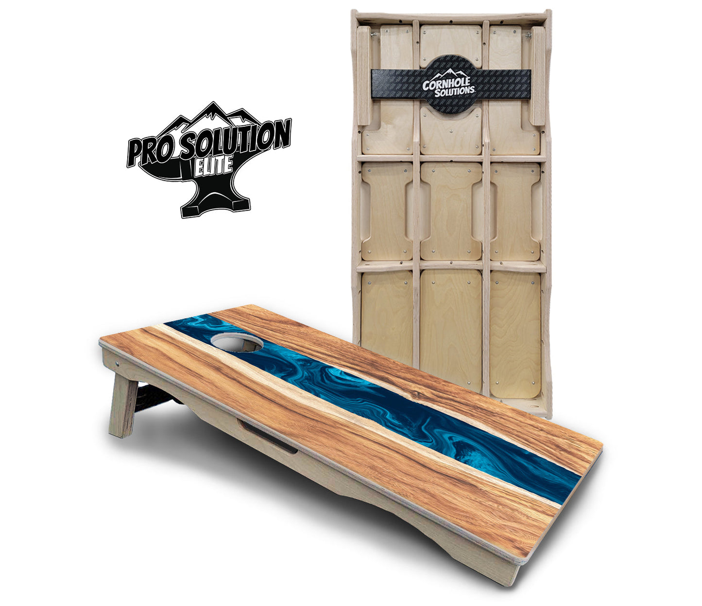 Live Edge River Cornhole Boards - Pro Solution Elite Series