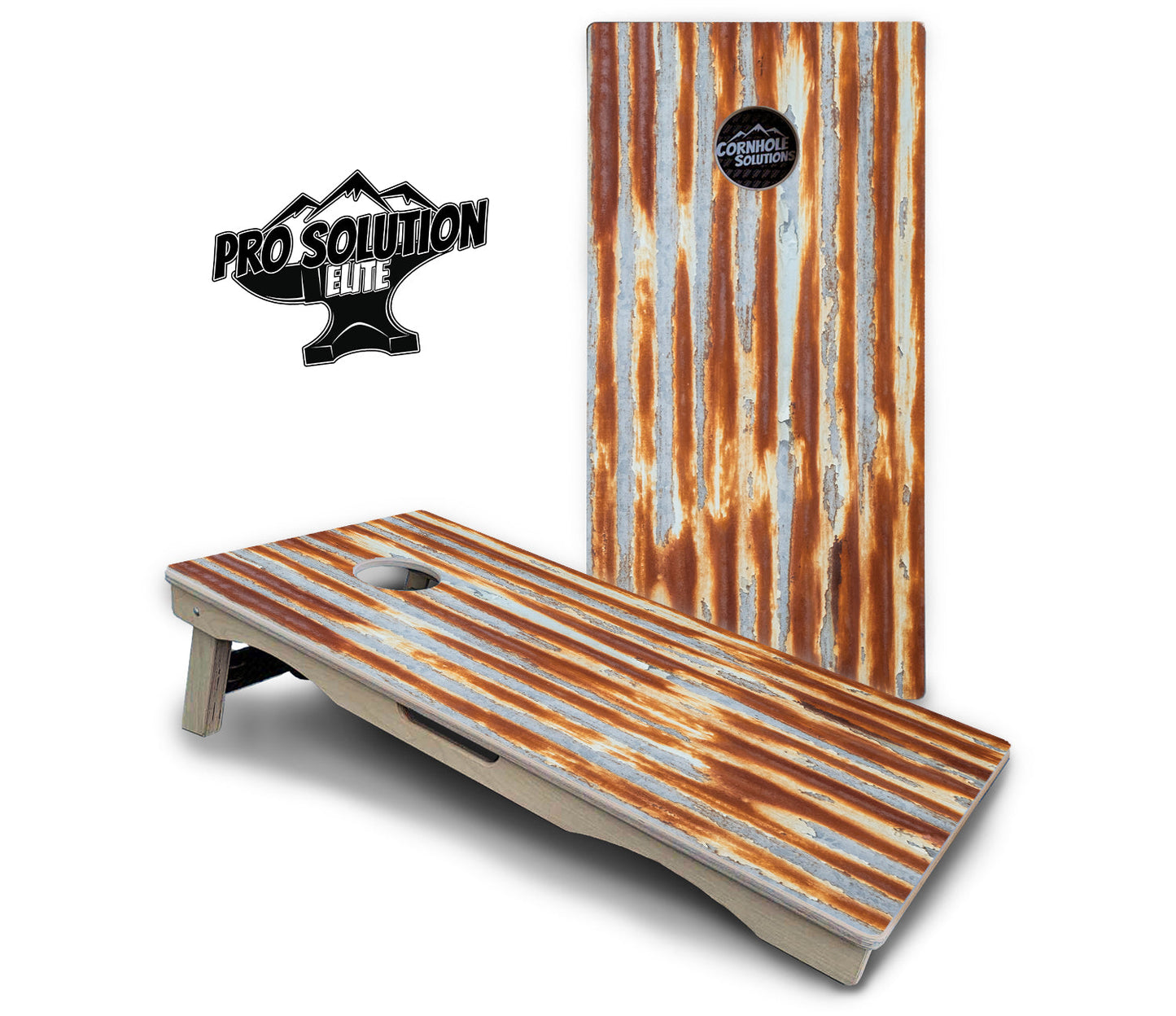 Rustic Tin Roof Cornhole Boards - Pro Solution Elite Series