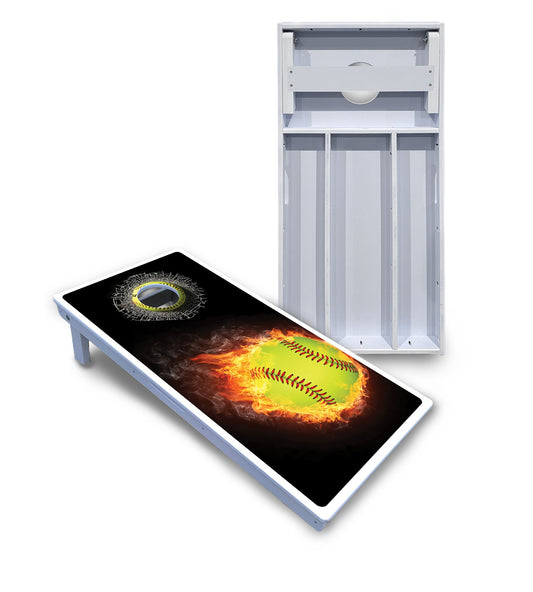 Fire Softball Cornhole Boards - All Weather Series