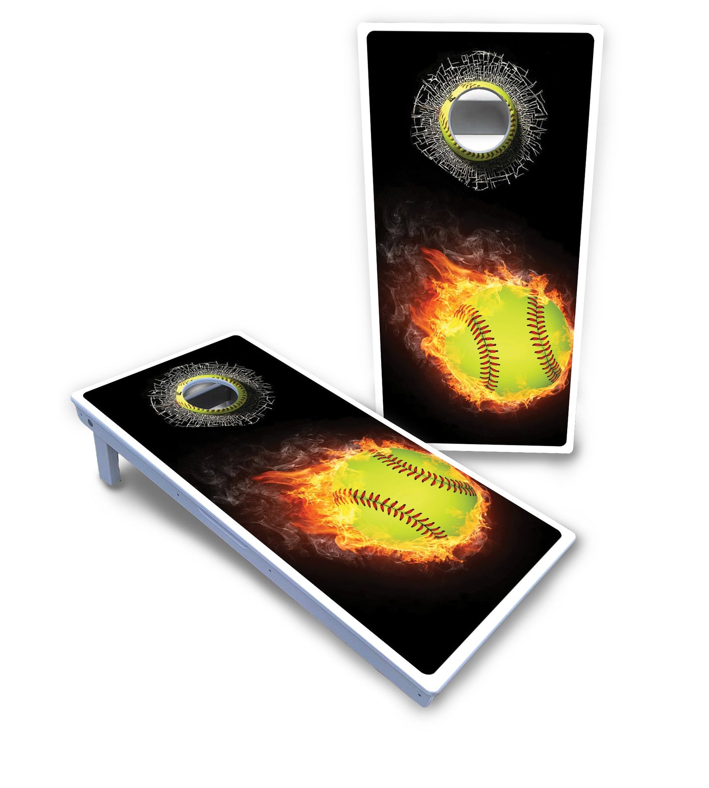 Fire Softball Cornhole Boards - All Weather Series