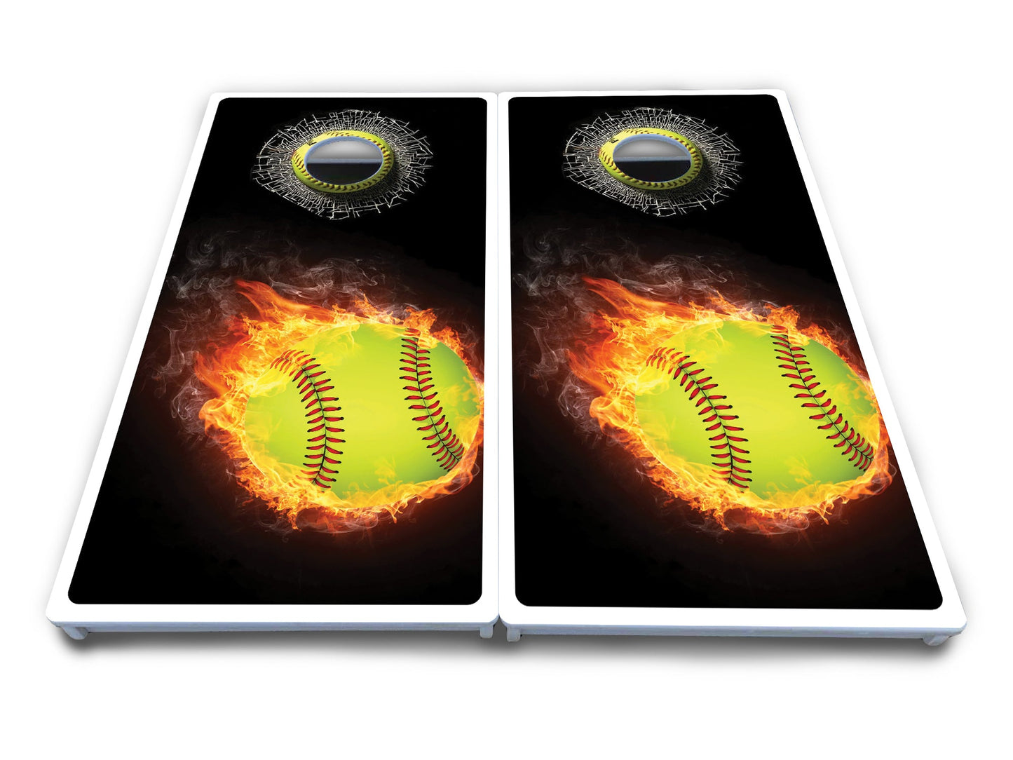 Fire Softball Cornhole Boards - All Weather Series