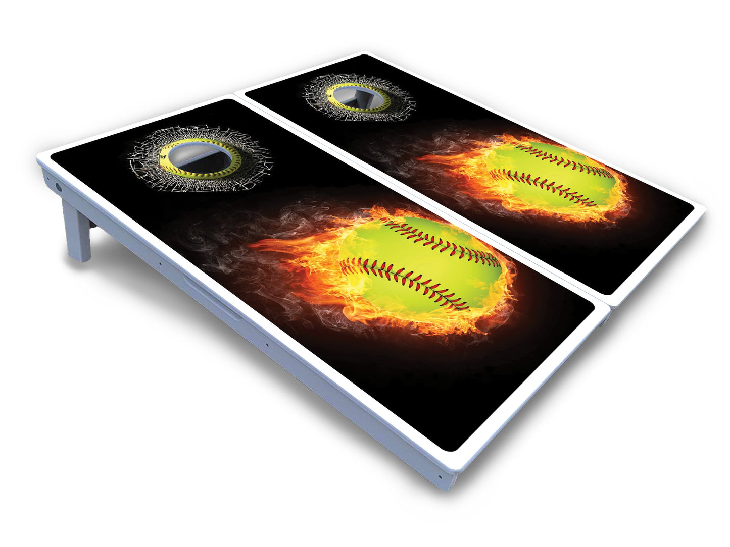 Fire Softball Cornhole Boards - All Weather Series