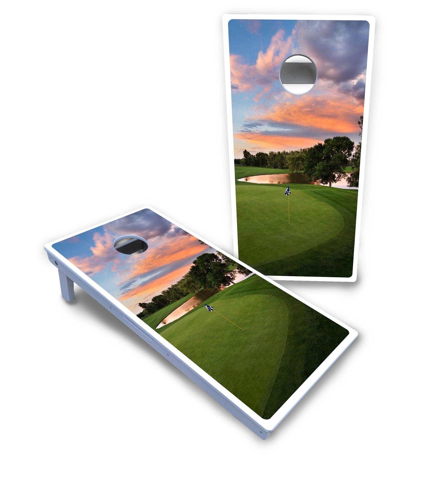 Golf Course Sunset Cornhole Boards - All Weather Series