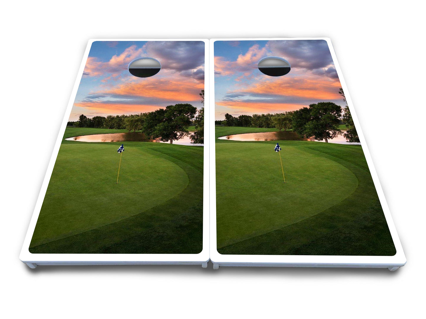 Golf Course Sunset Cornhole Boards - All Weather Series