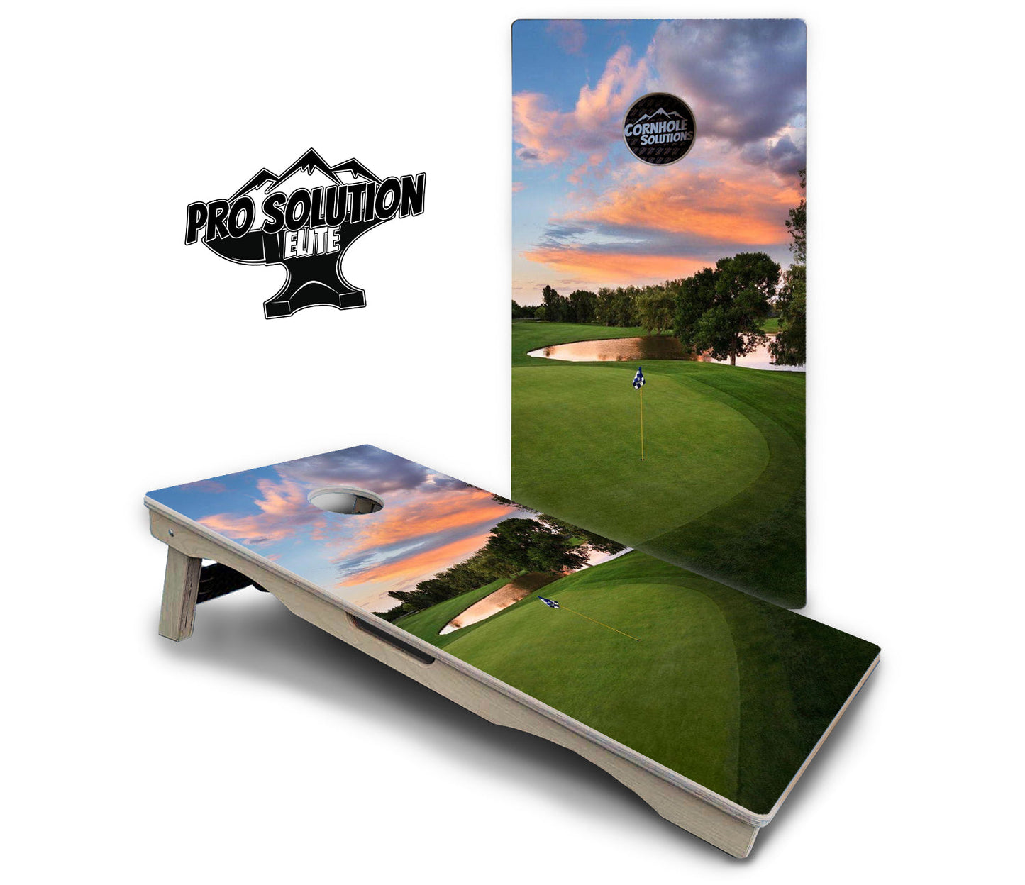 Golf Course Sunset Cornhole Boards - Pro Solution Elite Series