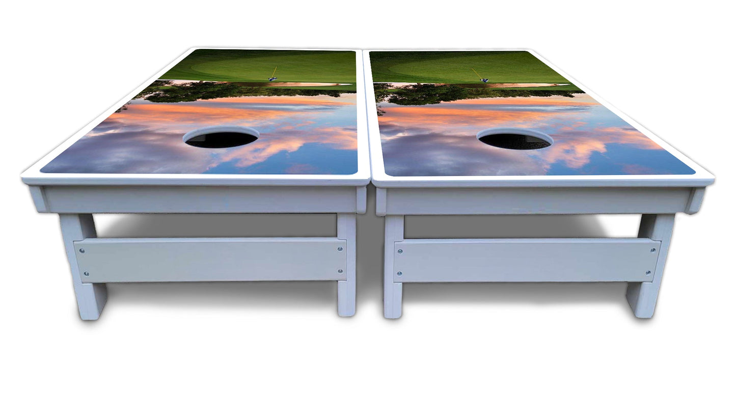 Golf Course Sunset Cornhole Boards - All Weather Series
