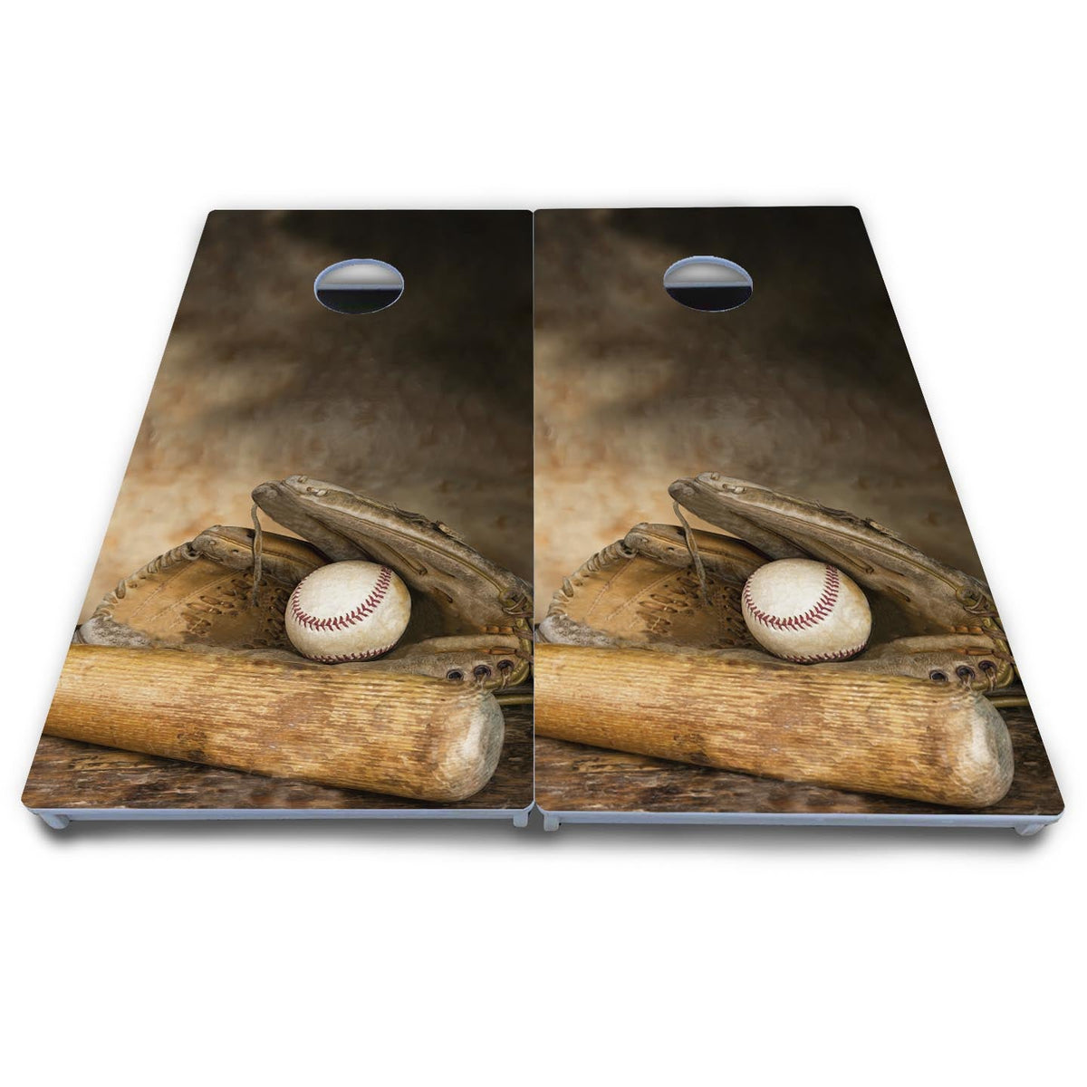 Worn Baseball & Glove Design Cornhole Boards - All Weather Series