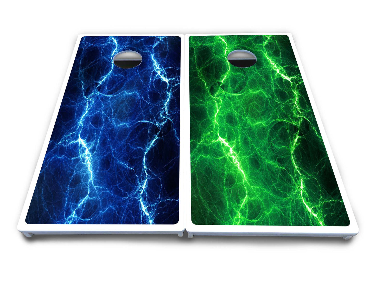 Blue & Green Lightning Cornhole Boards - All Weather Series