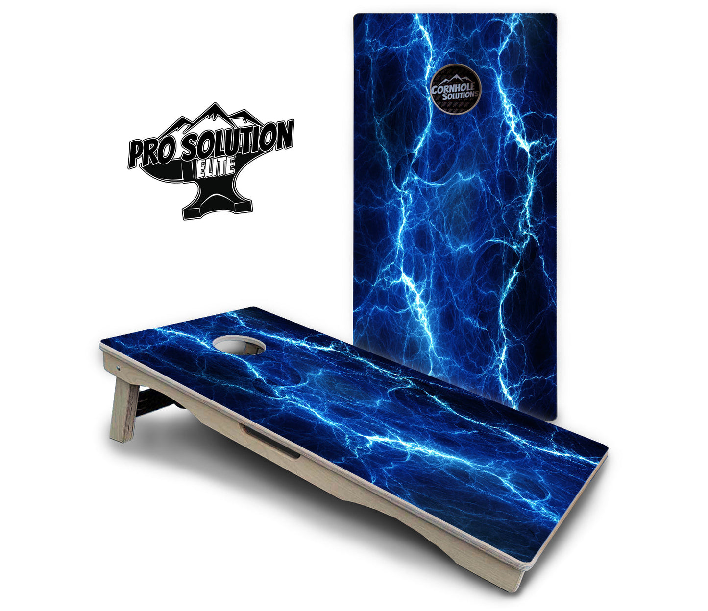 Blue & Green Lightning Cornhole Boards - Pro Solution Elite Series