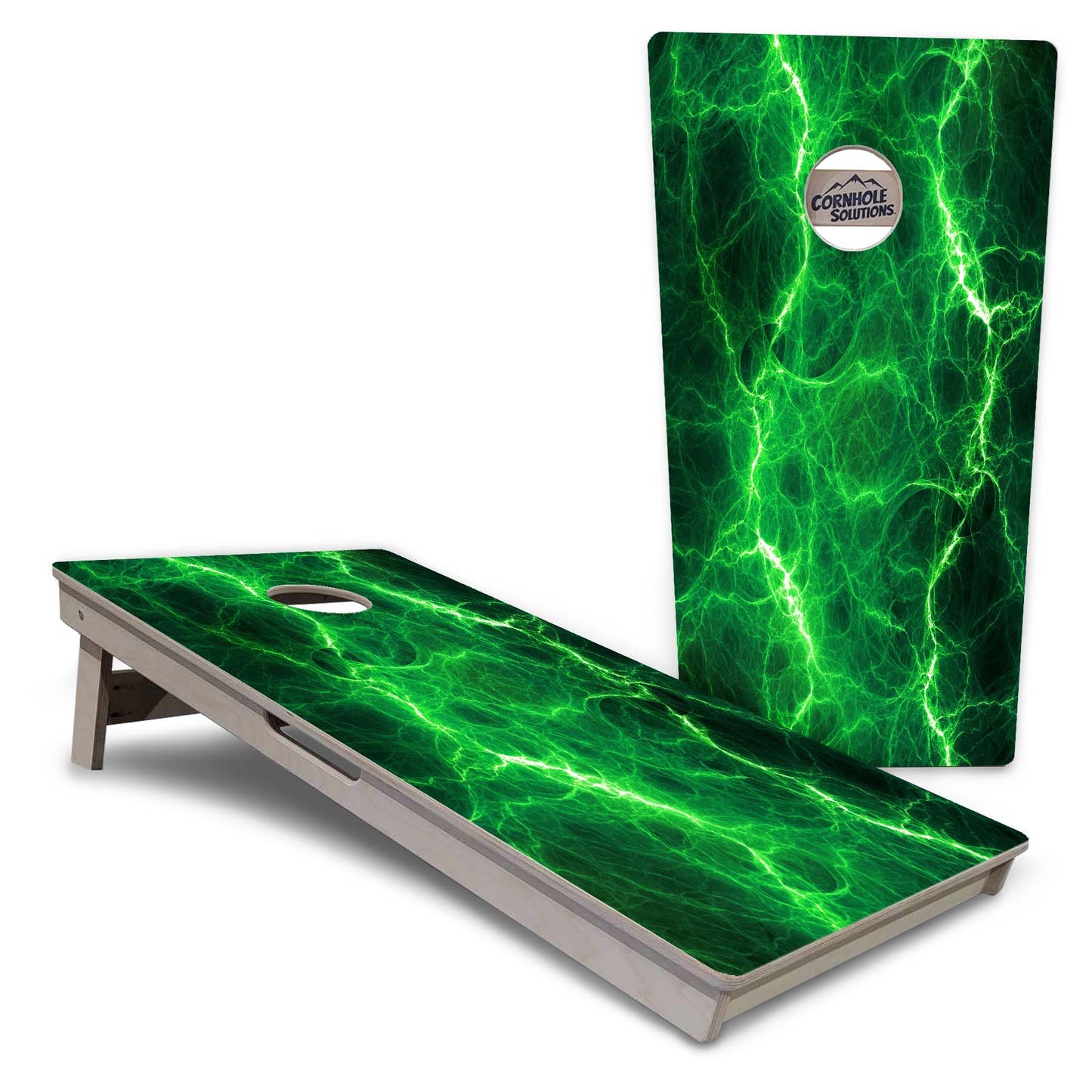 Blue & Green Lightning Cornhole Boards - Professional Tournament Series