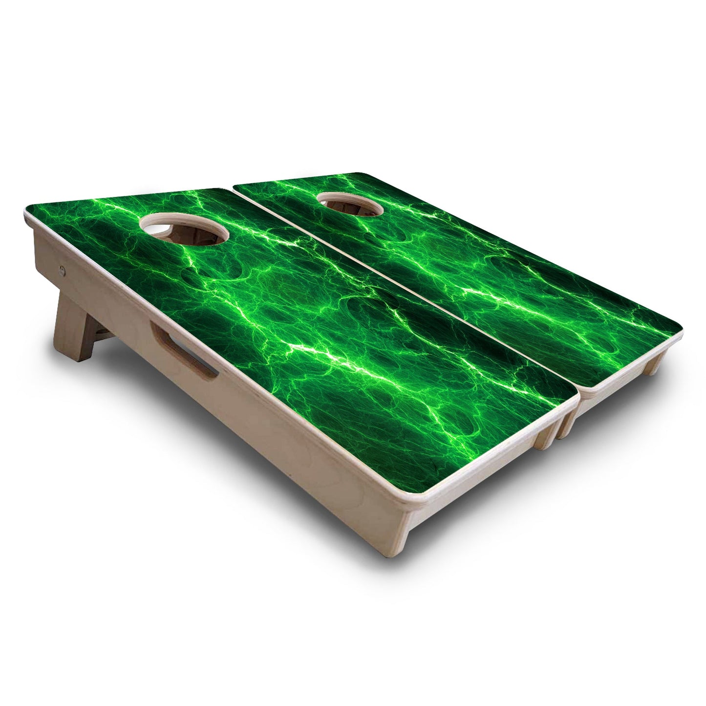 Blue & Green Lightning - Mini or Vacation Size Cornhole Boards