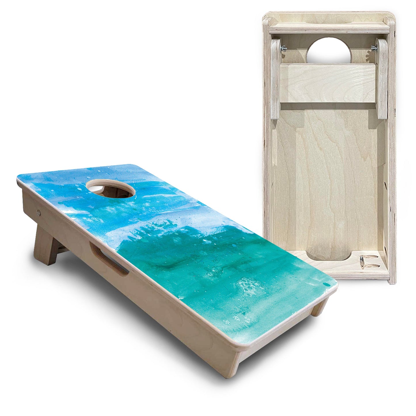 Mini Cornhole Boards - Blue Green Paint