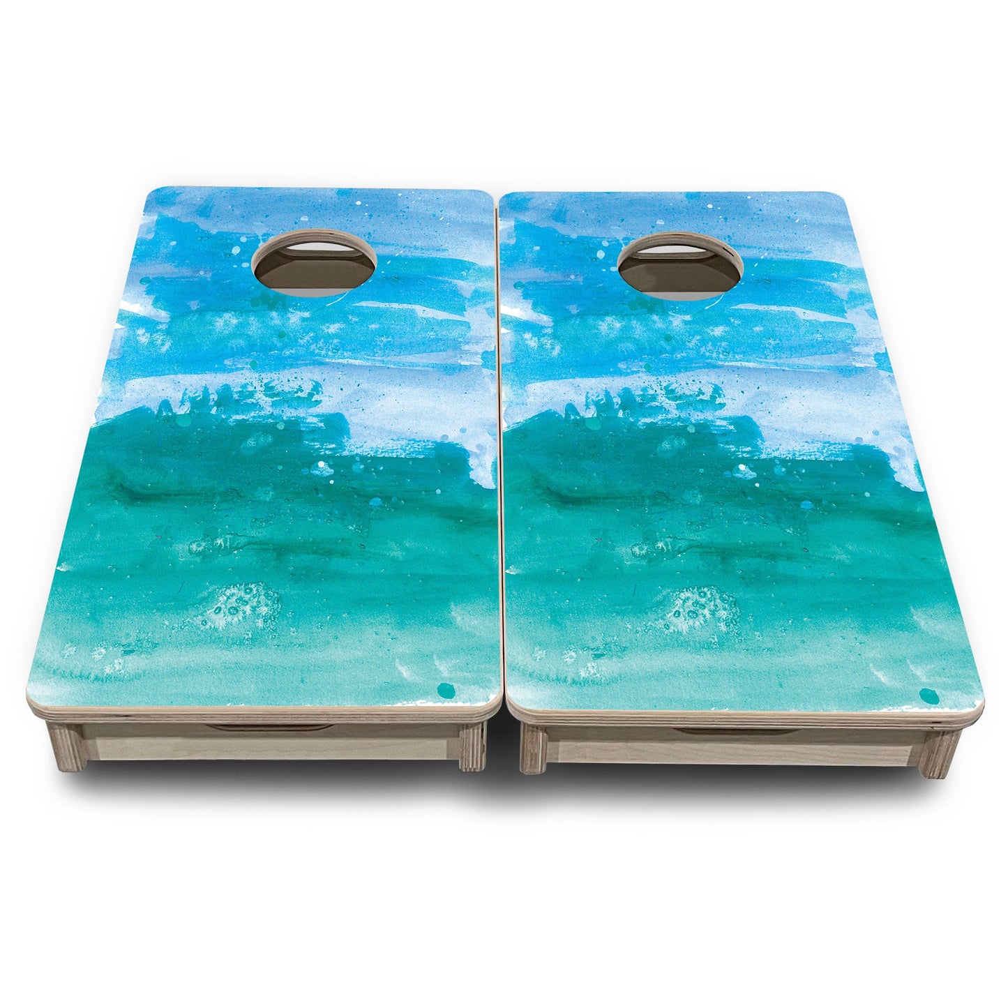 Mini Cornhole Boards - Blue Green Paint