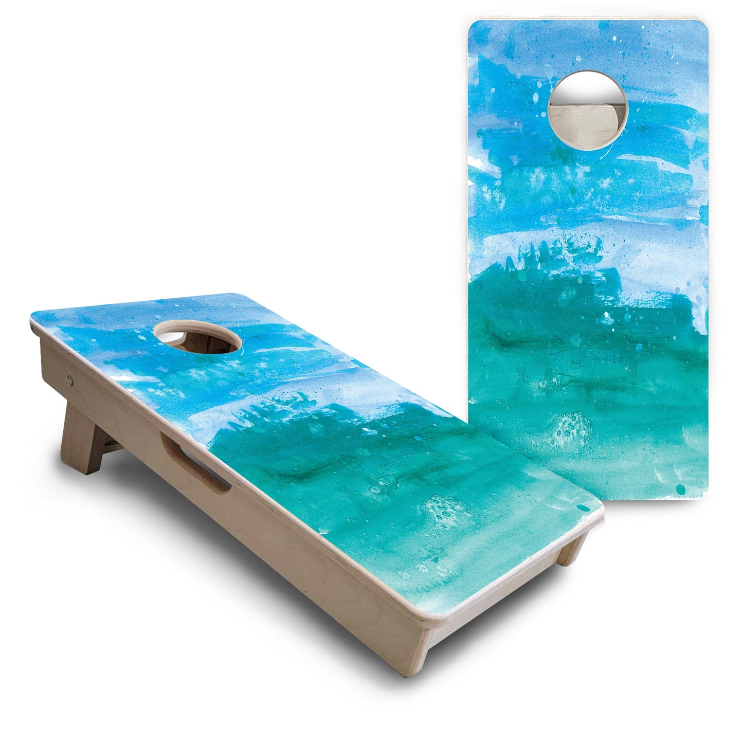 Mini Cornhole Boards - Blue Green Paint