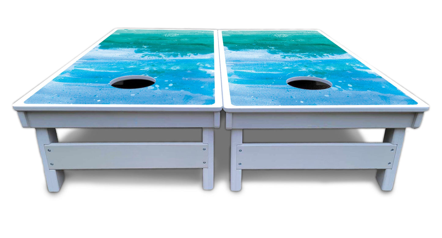 Blue Green Paint Cornhole Boards - All Weather Series
