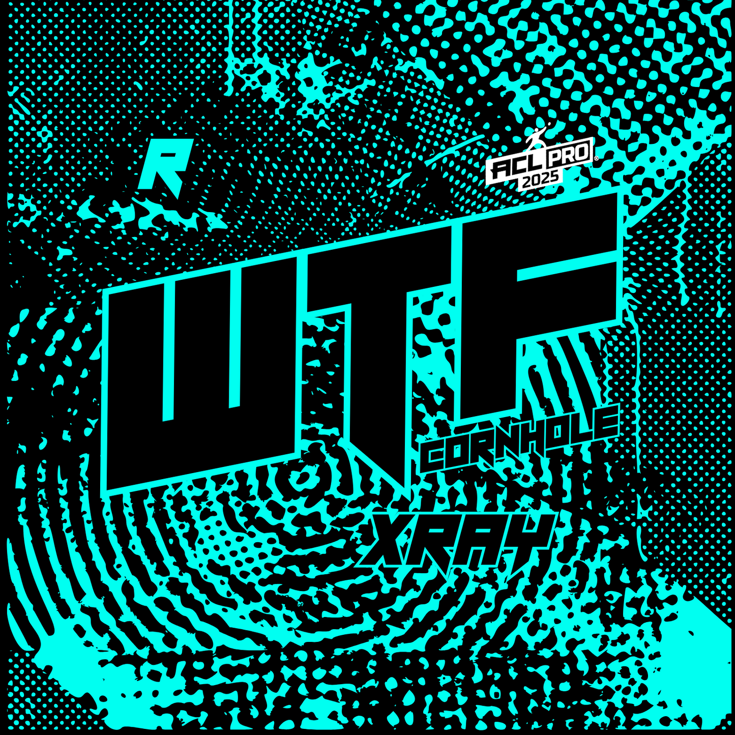 2026 WTF X-RAY Aqua/Black carpet - ACL Pro Stamped Cornhole Bags - Set of 4 bags
