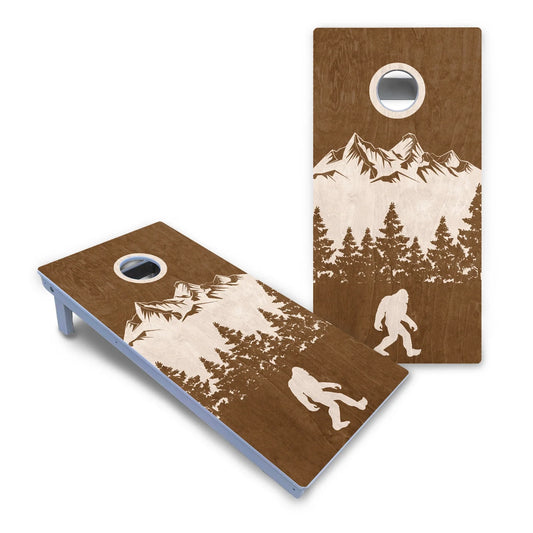 Bigfoot Mountain Scene Cornhole Boards - All Weather Series