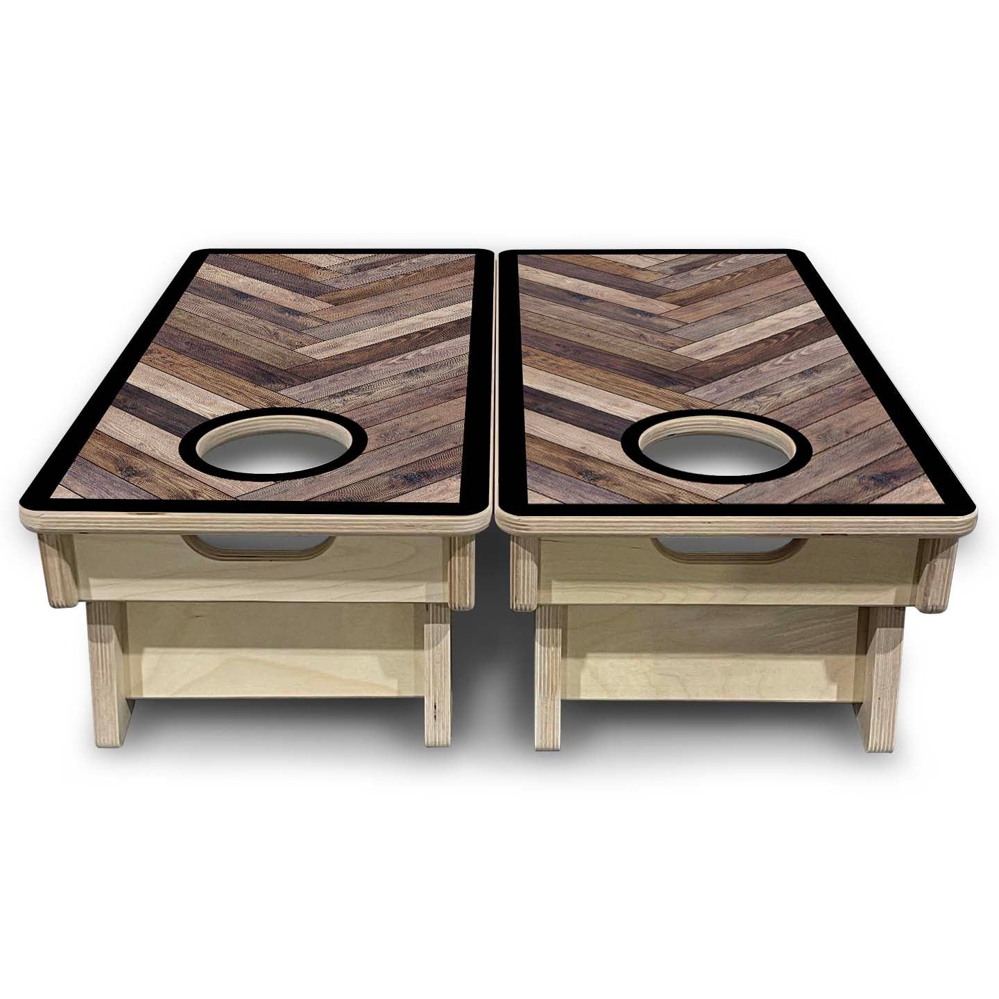 Mini Cornhole Boards - Herringbone w/ Border