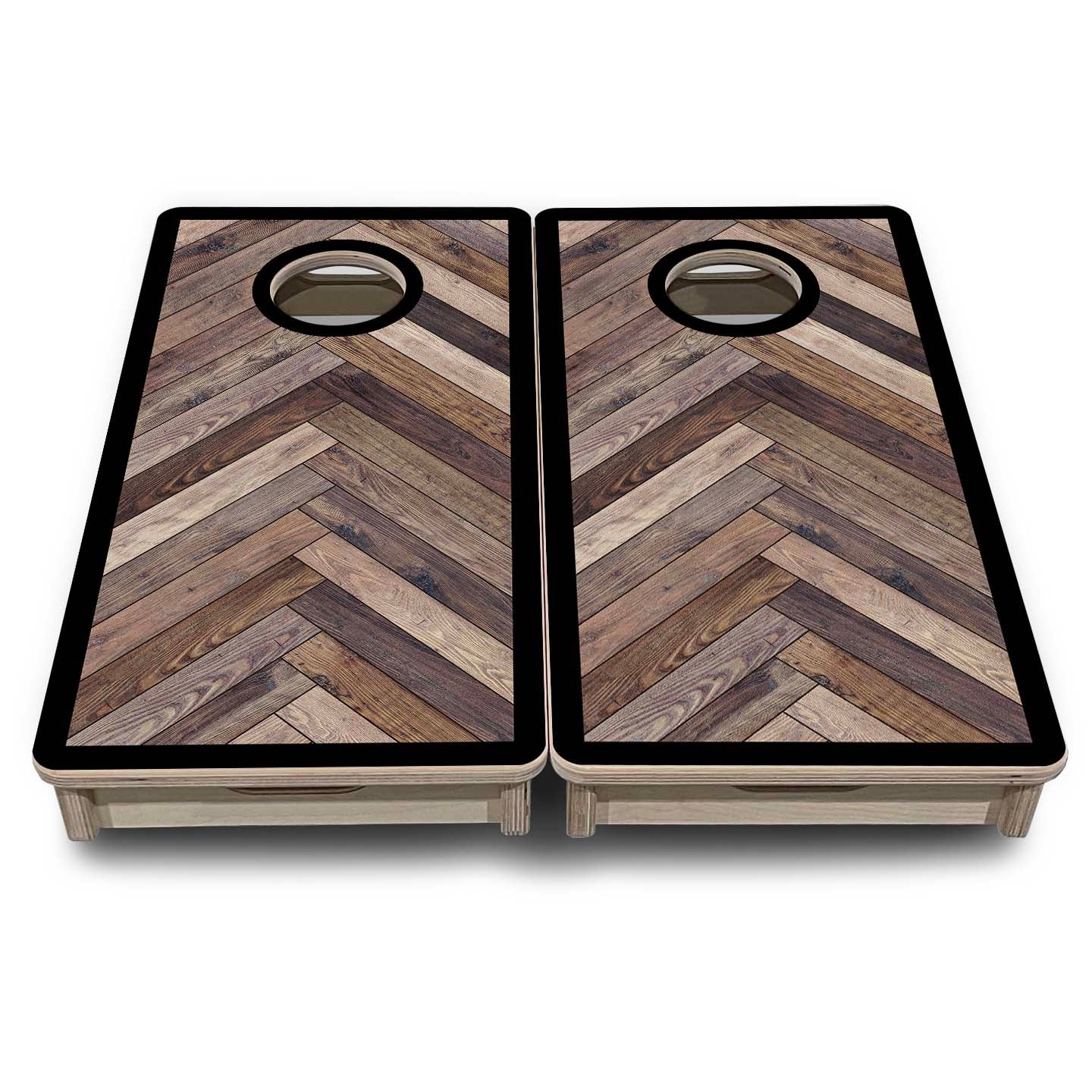 Mini Cornhole Boards - Herringbone w/ Border