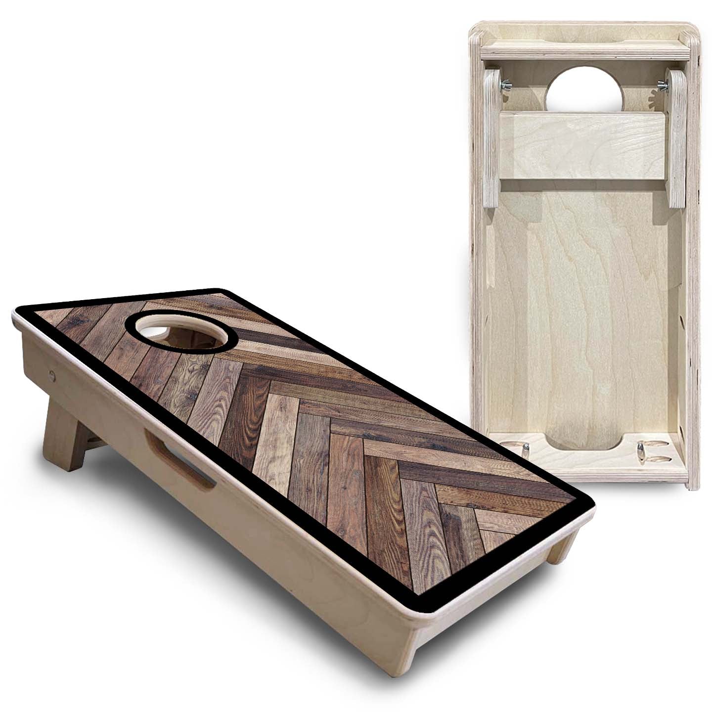 Mini Cornhole Boards - Herringbone w/ Border