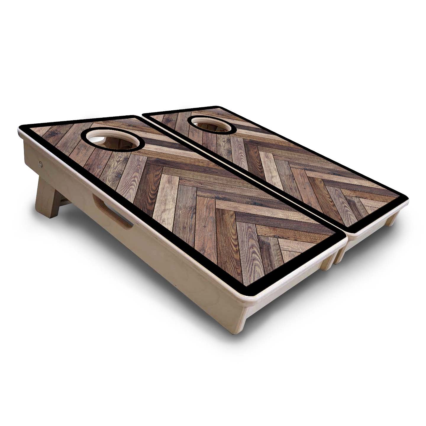 Mini Cornhole Boards - Herringbone w/ Border