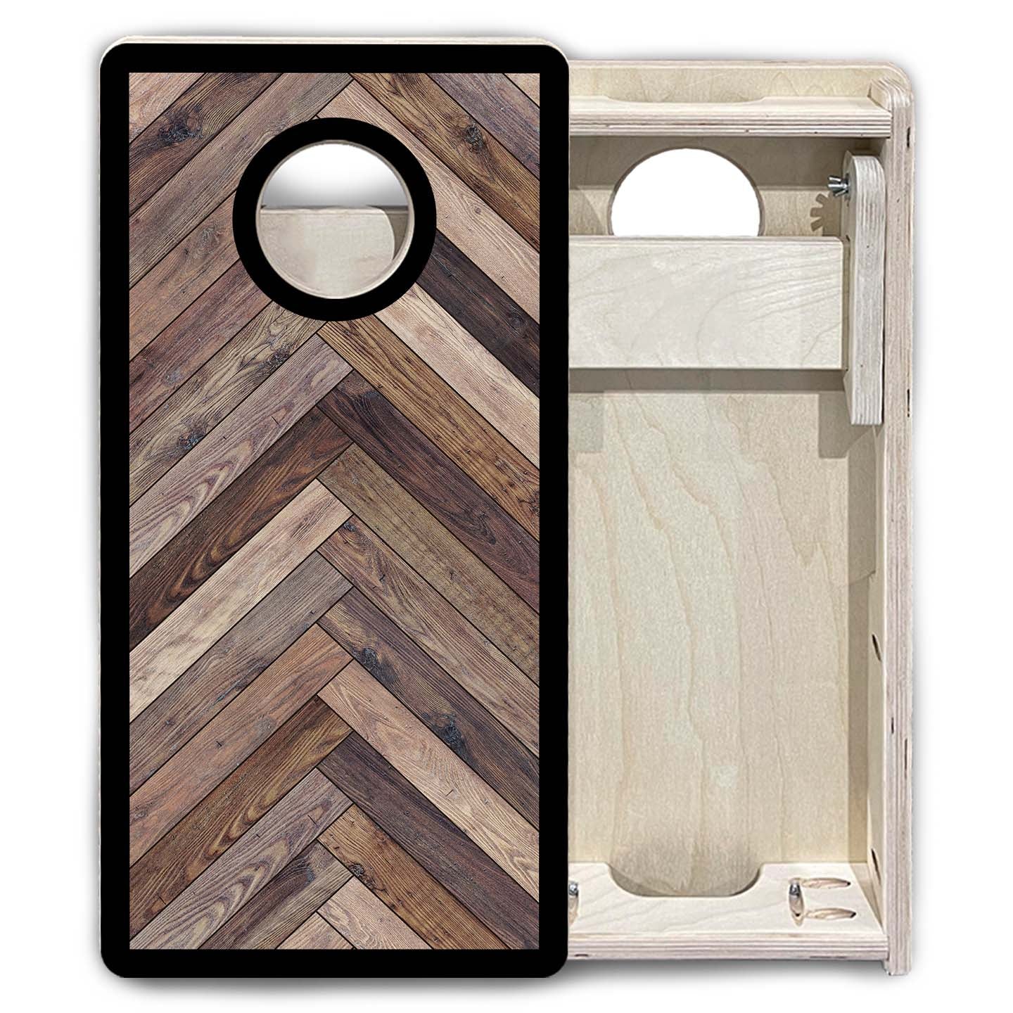 Mini Cornhole Boards - Herringbone w/ Border