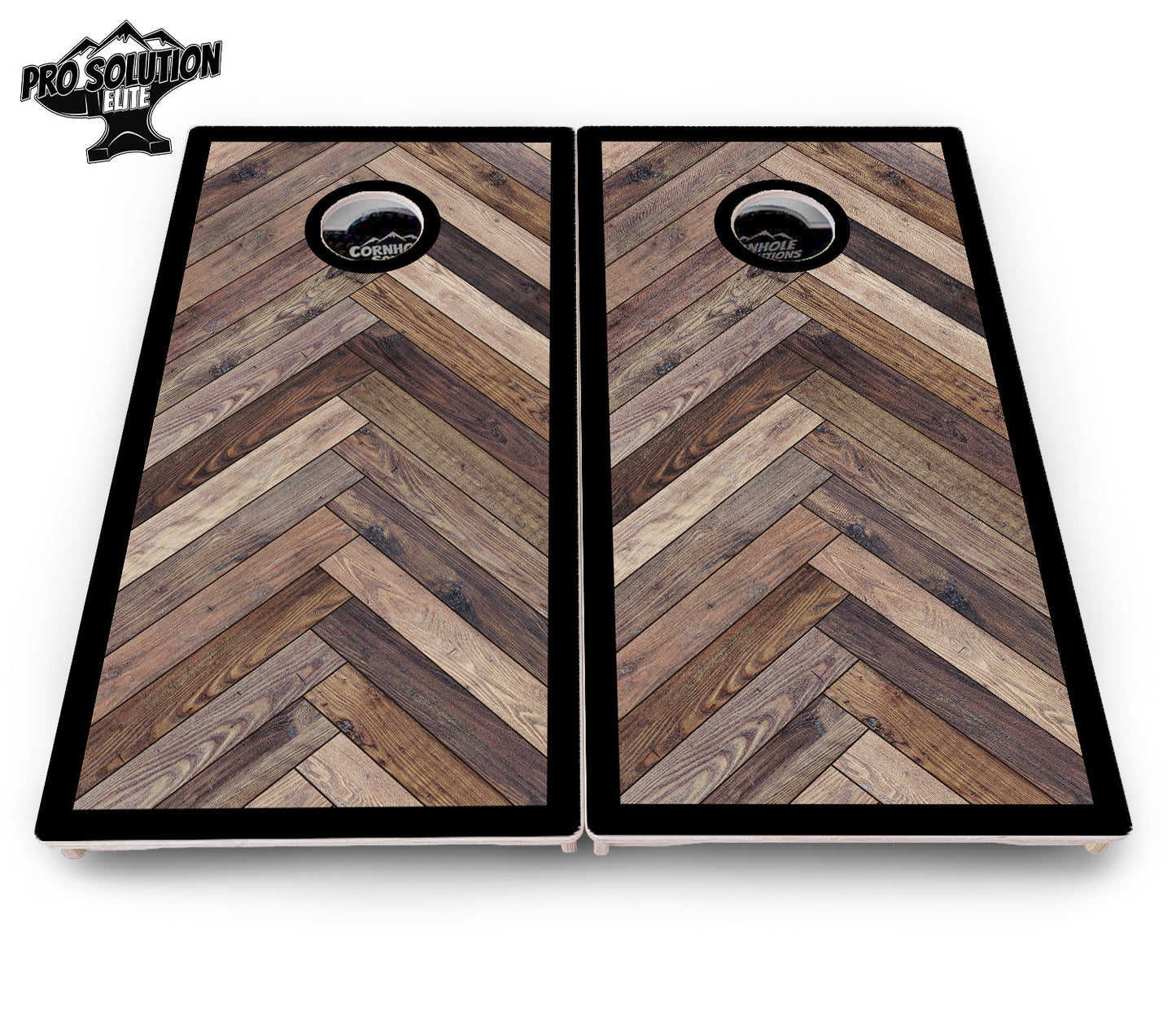 Herringbone w/Border Cornhole Boards - Pro Solution Elite Series