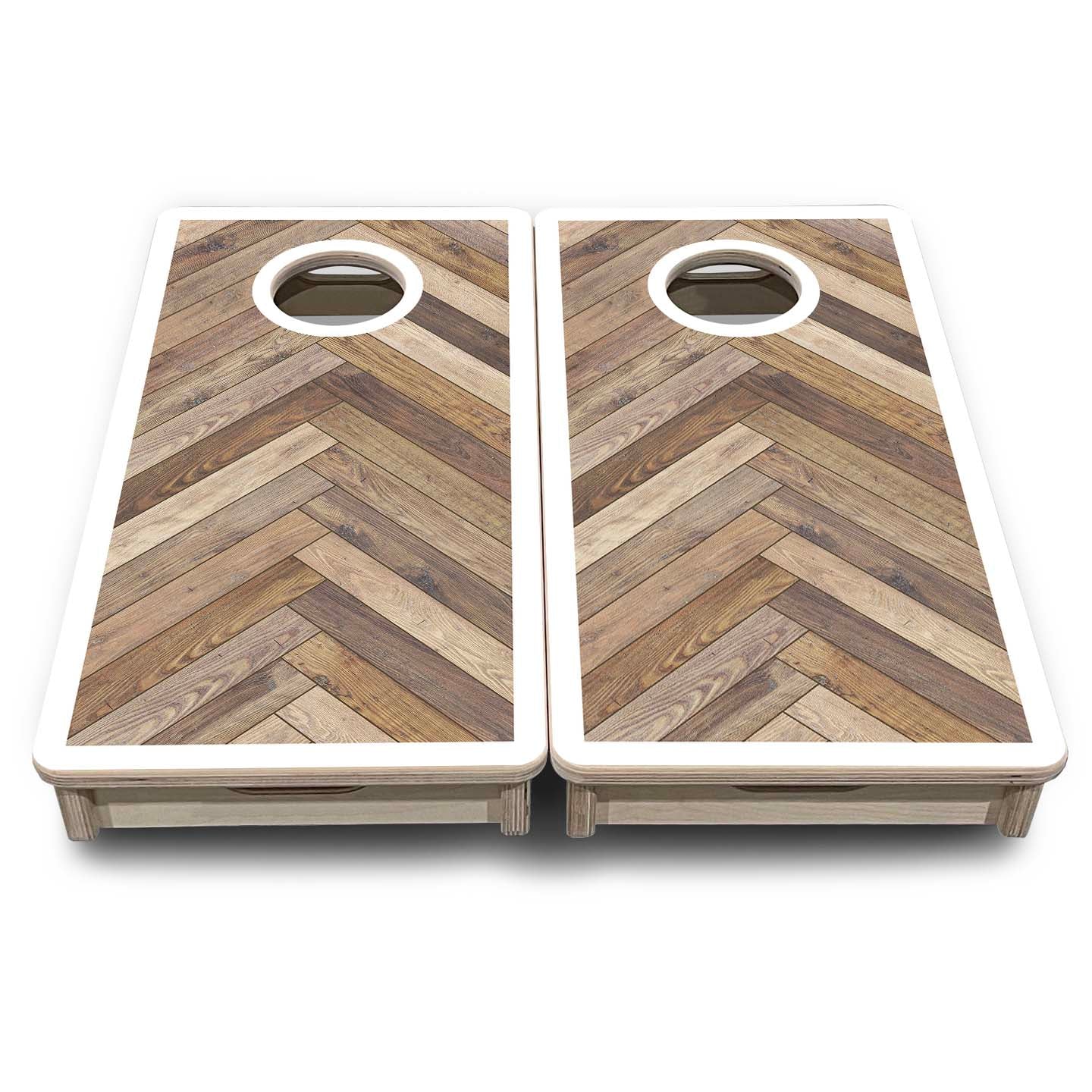 Mini Cornhole Boards - Herringbone w/ Border