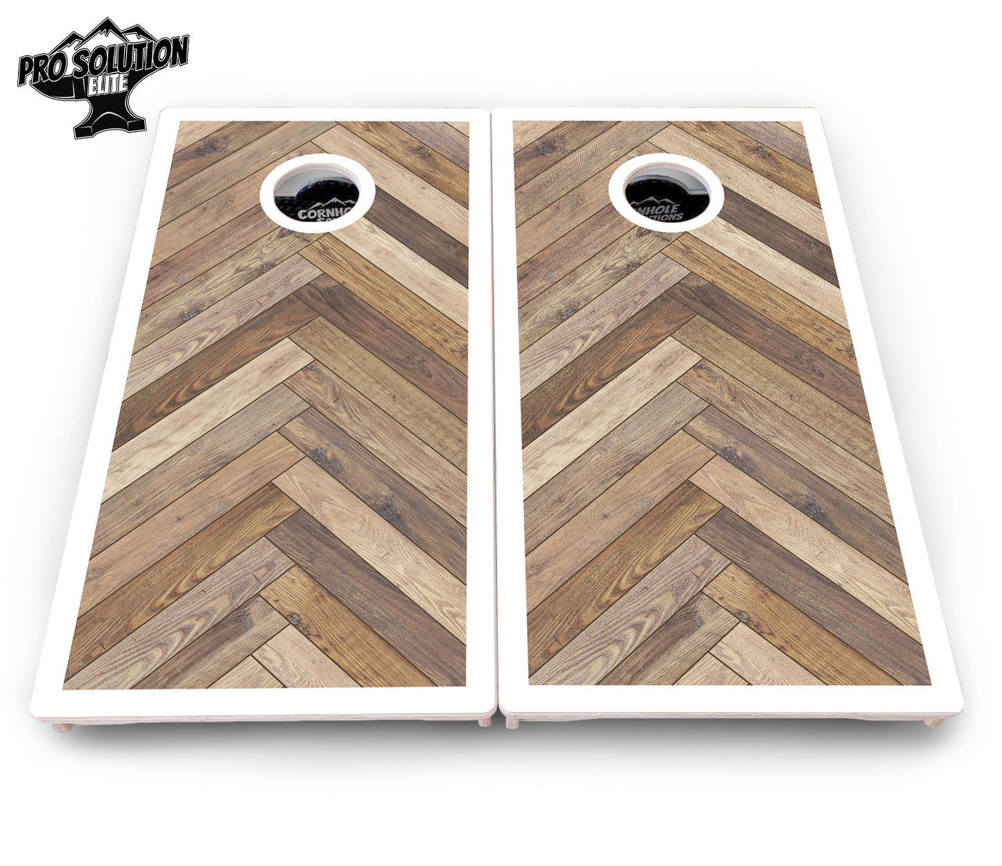 Herringbone w/Border Cornhole Boards - Pro Solution Elite Series