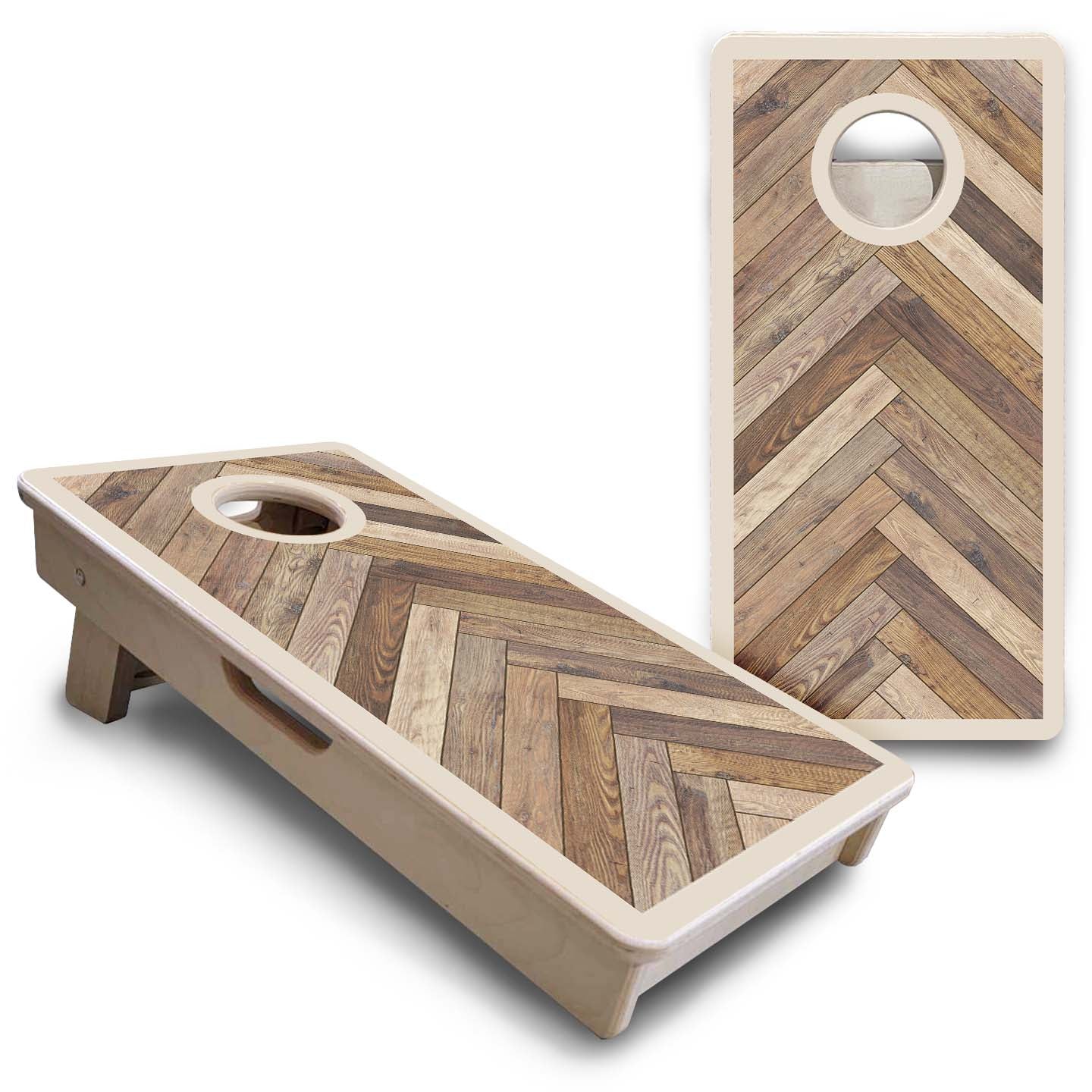 Mini Cornhole Boards - Herringbone w/ Border