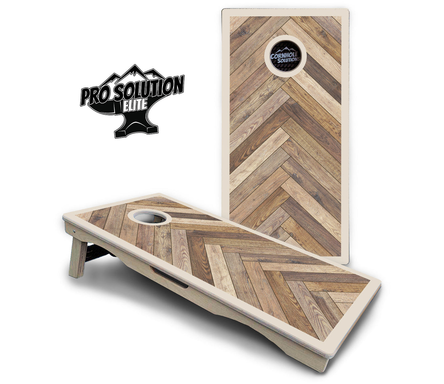 Herringbone w/Border Cornhole Boards - Pro Solution Elite Series